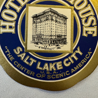 Vintage Hotel Travel Luggage Label Hotel Newhouse Salt Lake City Utah