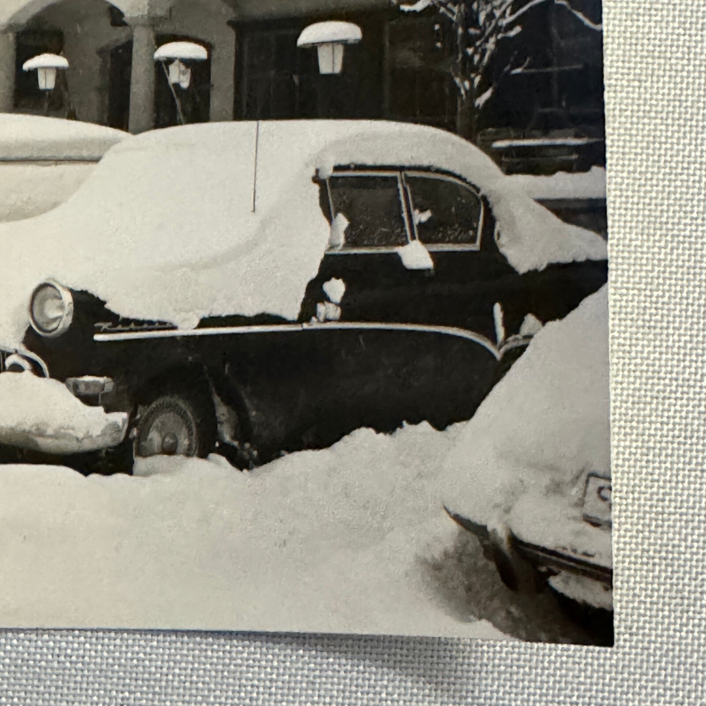 Vintage Cars in Snow Storm Photo Photograph Snapshot