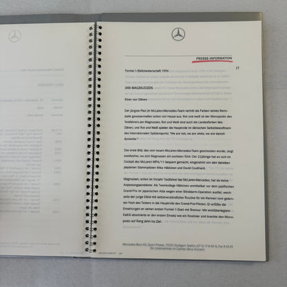 1996 Mercedes Marlboro F1 Formula One Racing Press KIt Mika Hakkinen Coulthard