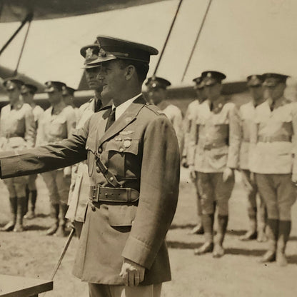 Press Photo Photograph Air Corps Officer Receives Trophy Aviator Pilot Military
