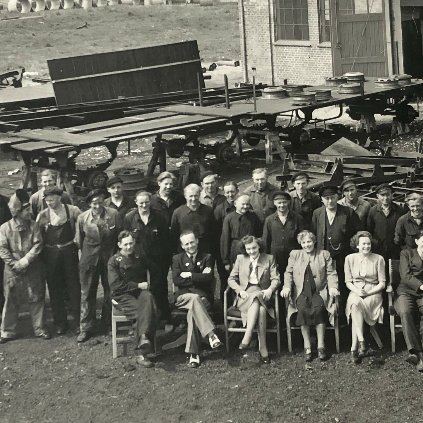 Antique Vintage Factory Company Industrial Workers Photograph ERGO Trailer