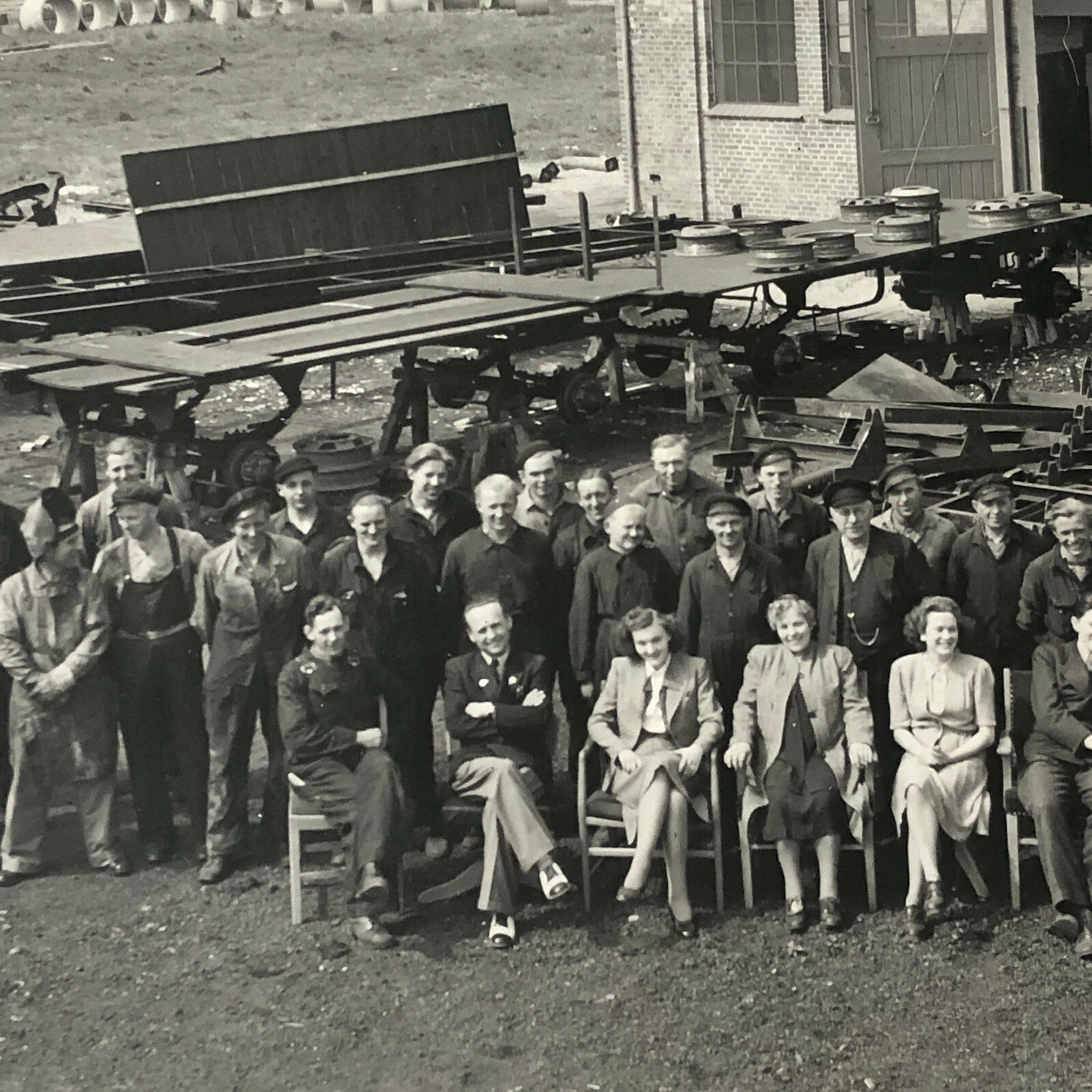 Antique Vintage Factory Company Industrial Workers Photograph ERGO Trailer