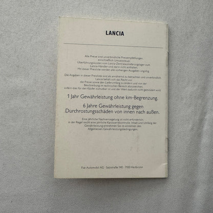 1990 Lancia Delta Price List GERMAN European Market Lancia Delta Integrale