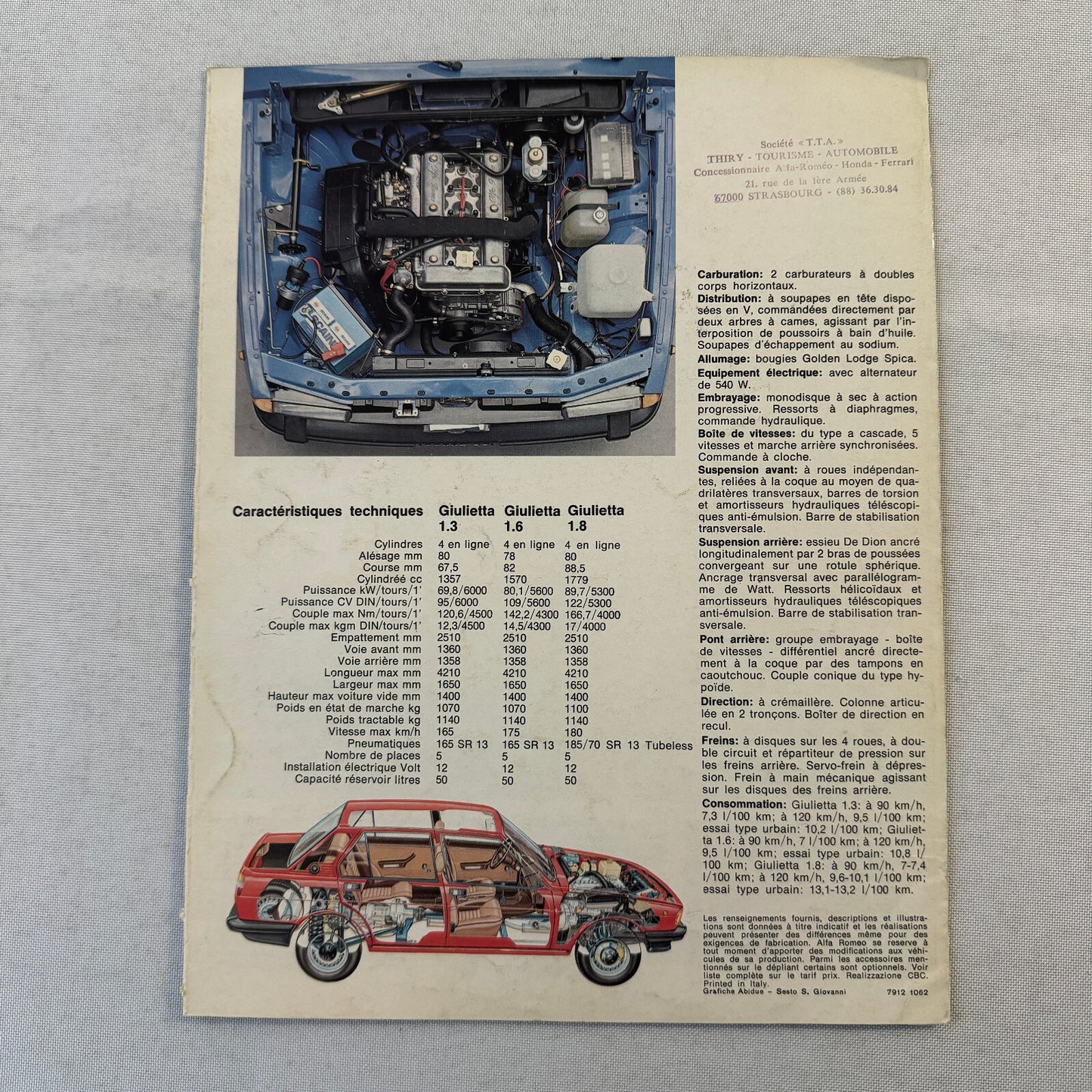 Alfa Romeo Giulietta Car Sales Brochure Catalog Advertising FRENCH