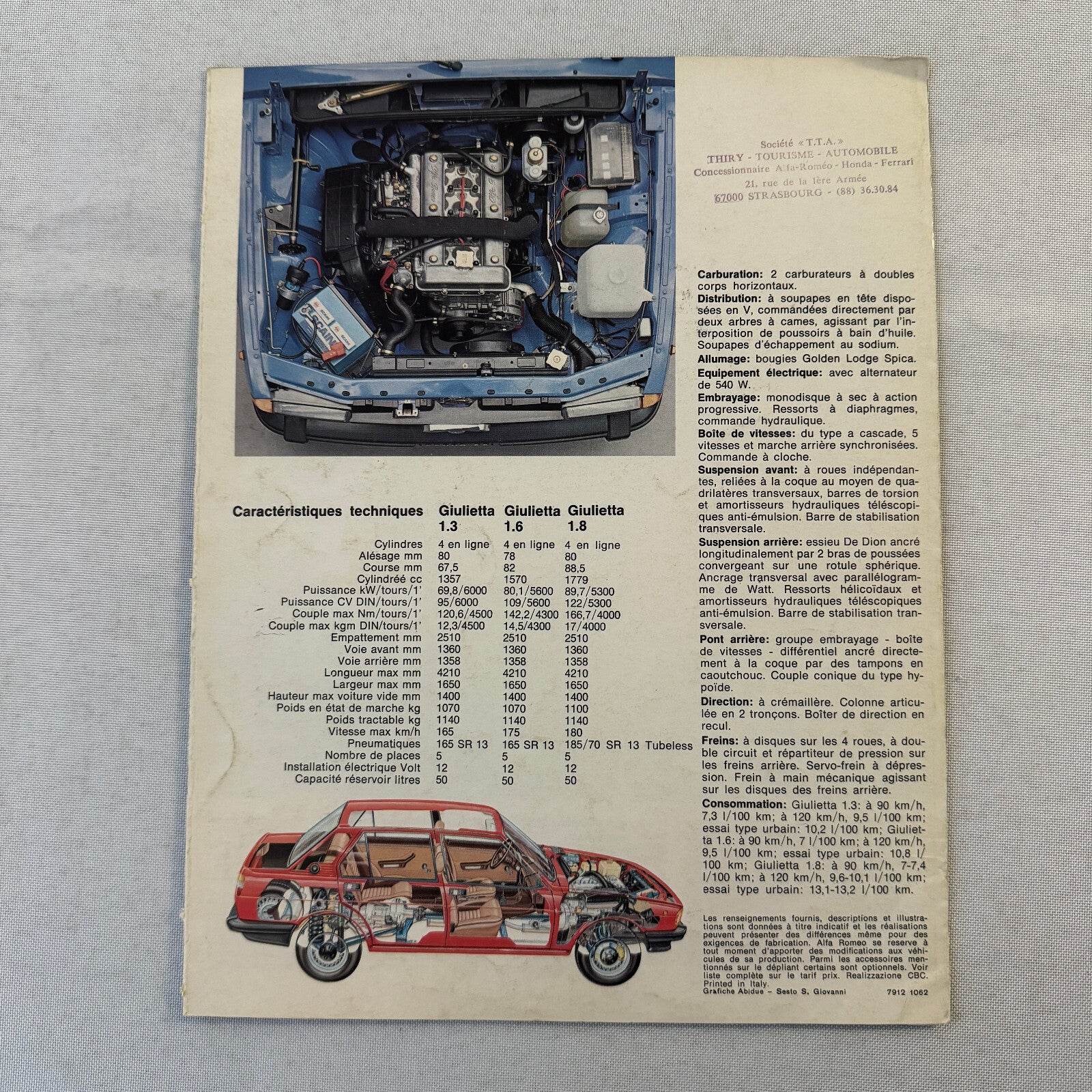 Alfa Romeo Giulietta Car Sales Brochure Catalog Advertising FRENCH