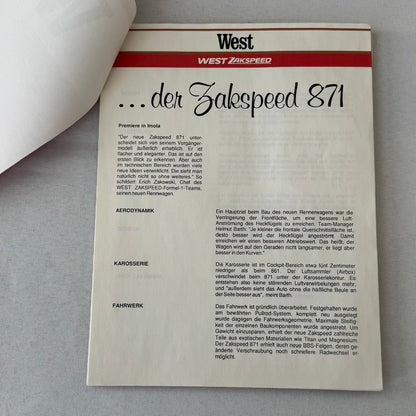 1987 West Zakspeed Racing Team Press Kit Photos Slides Martin Brundle GERMAN