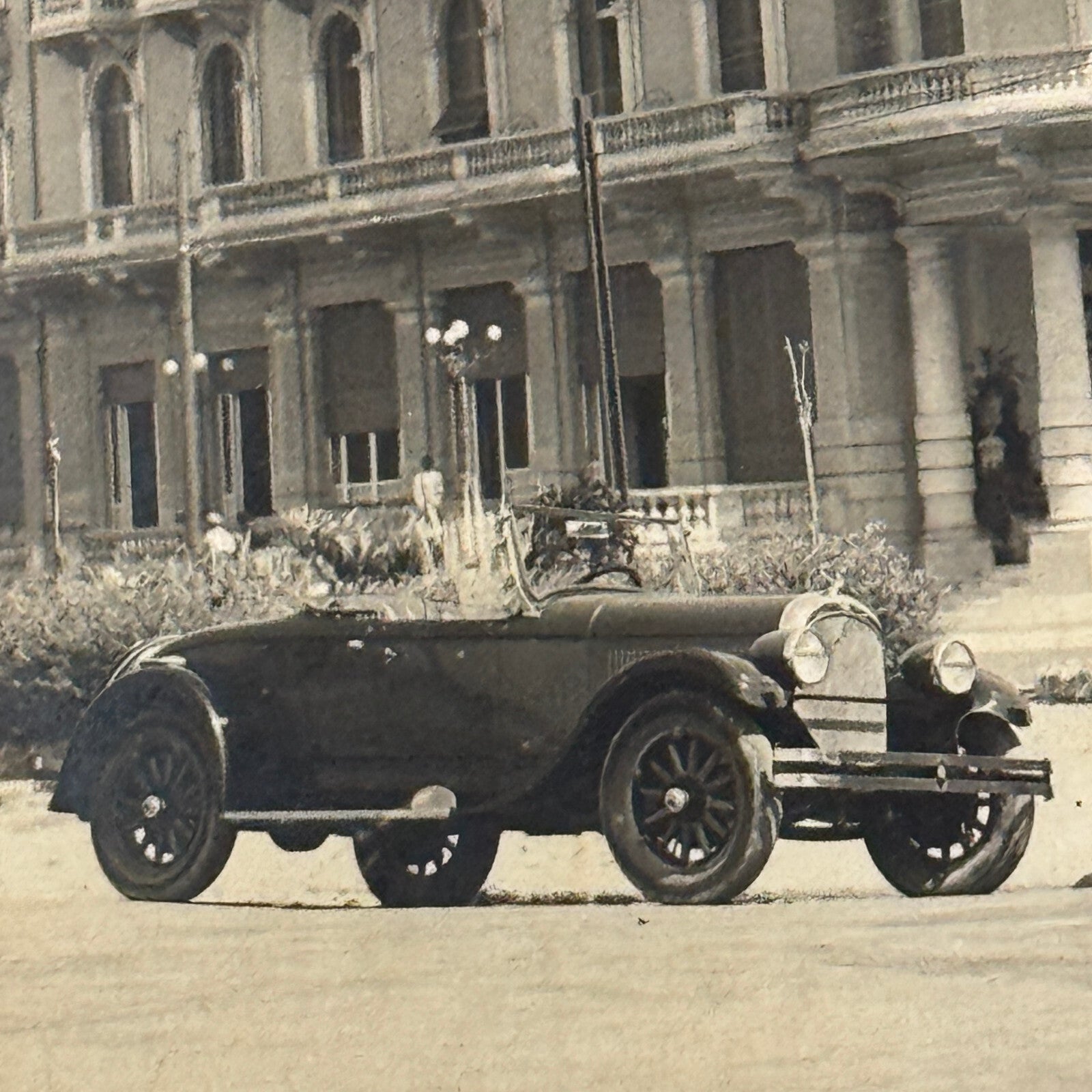 Antique Car Automobile Building Italian Photo Postcard Post Card RPPC