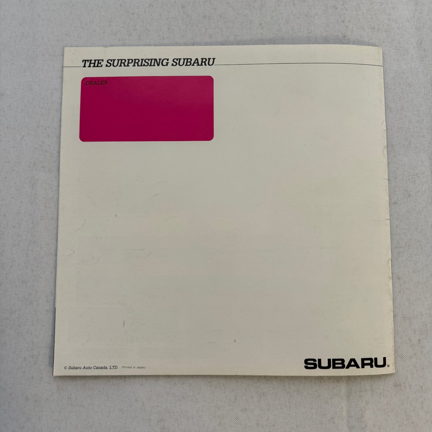 Subaru Car Sales Brochure GL Hatchback GLF Hardtop Station Wagon Vintage