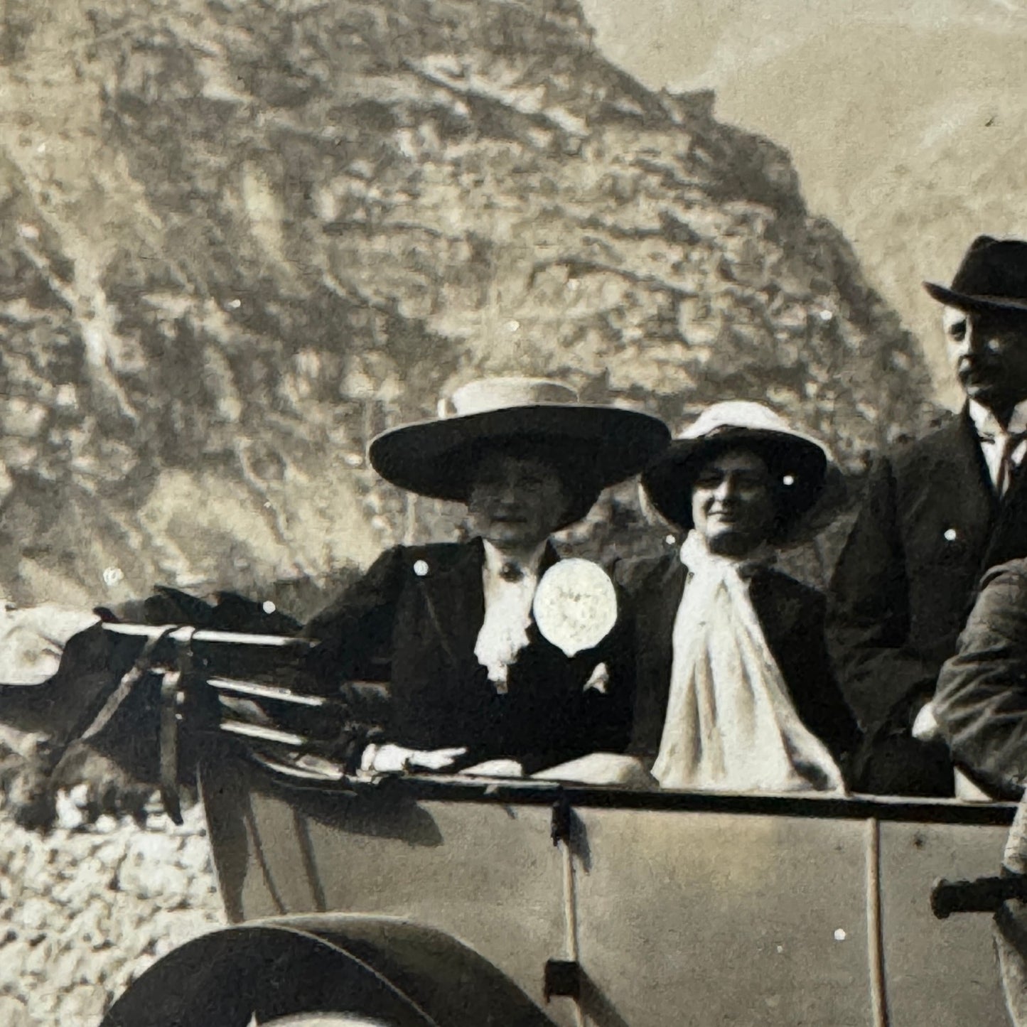 Vintage Photograph People in Early Car Automobile Mountains Antique