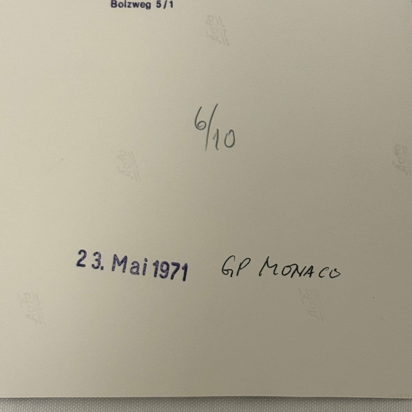 Vintage Racing Photo 1971 Monaco Grand Prix Race Clay Regazzoni Motorsport