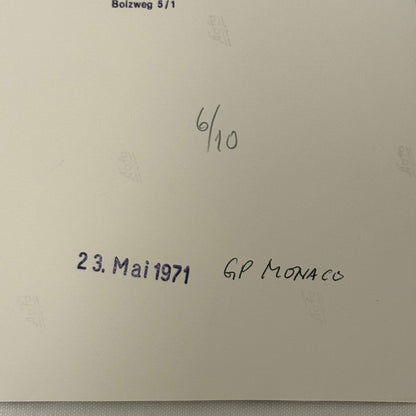 Vintage Racing Photo 1971 Monaco Grand Prix Race Clay Regazzoni Motorsport