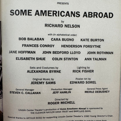 Cast Signed Playbill Program Some Americans Abroad Elisabeth Shue Colin Stinton