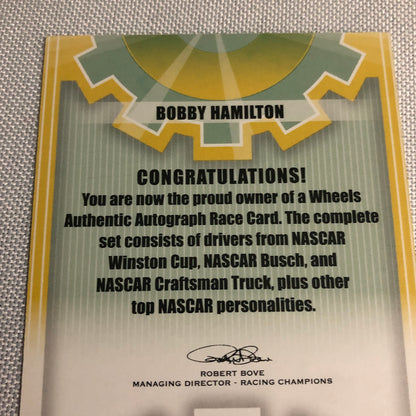 2002 Wheels Authentic Autograph Bobby Hamilton Signed Signature Auto Card NASCAR