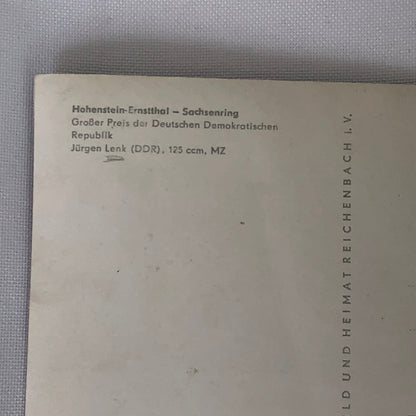 Vintage Motorcycle Racing Photo Postcard Post Card Jurgen Lenk