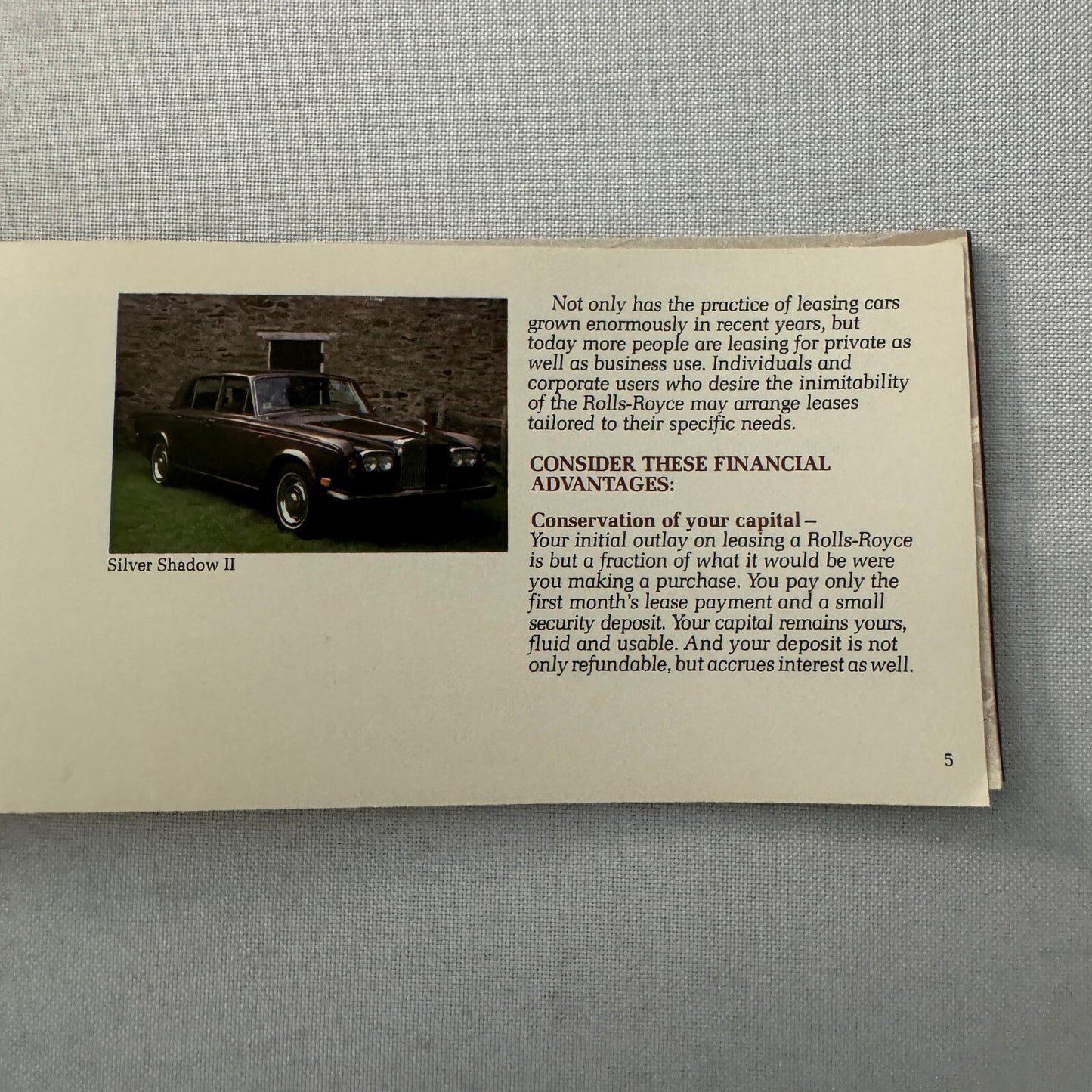 Rolls Royce Car Leasing Sales Brochure Catalog Corniche Camargue Silver Shadow