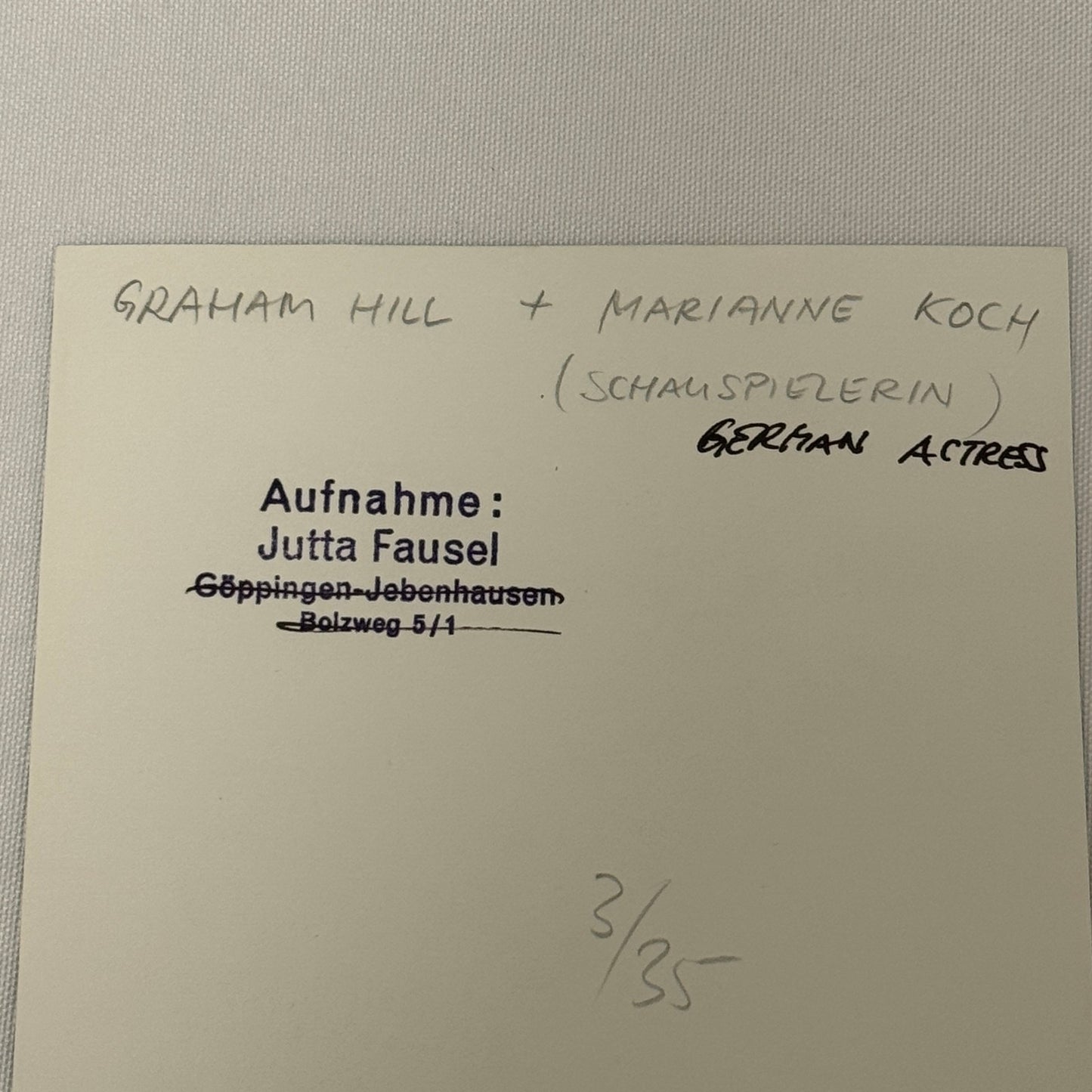 Vintage Racing Photo 1969 German Grand Prix Graham Hill Marianne Koch Motorsport