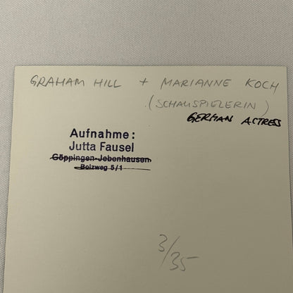 Vintage Racing Photo 1969 German Grand Prix Graham Hill Marianne Koch Motorsport