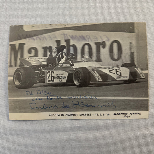 Andrea de Adamich Racing Driver Photo Photograph Surtees Signed Autograph