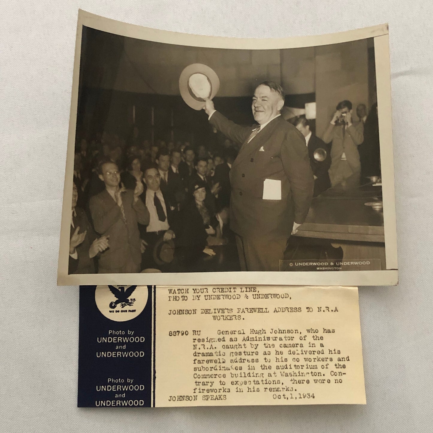 Press Photograph Photo NRA National Recovery Administration New Deal 1934