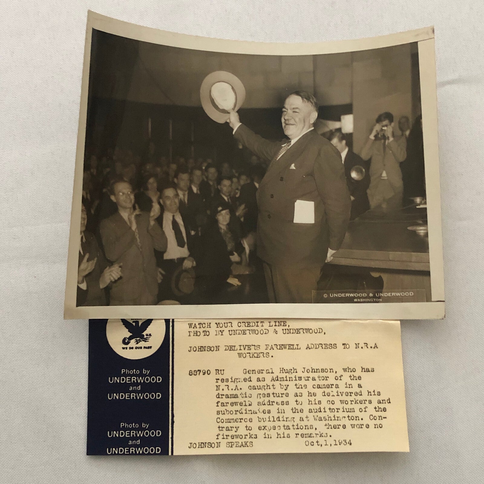Press Photograph Photo NRA National Recovery Administration New Deal 1934