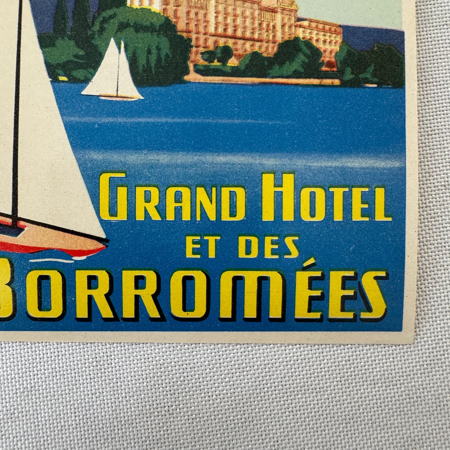 Vintage Hotel Travel Luggage Label Hotel Iles Borromees Stresa Lago Maggiore