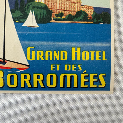 Vintage Hotel Travel Luggage Label Hotel Iles Borromees Stresa Lago Maggiore