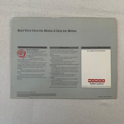 1989 Honda Sales Brochure Catalog CRX Civic Wagon Prelude Accord Coupe Canadian
