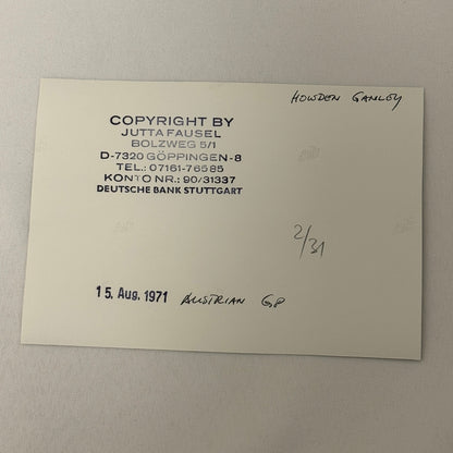 Vintage Racing Photo 1971 Austrian Grand Prix Driver Howden Ganley Motorsport