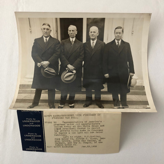 Press Photo Photograph Automakers Lobby President Hoover GM Ford Packard Hudson