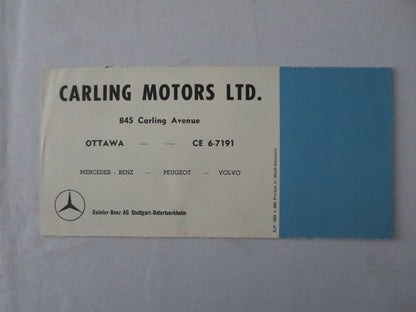 Vintage Mercedes Benz Sales Brochure Catalog 300SL 190SL 190 300 220 300 SL +