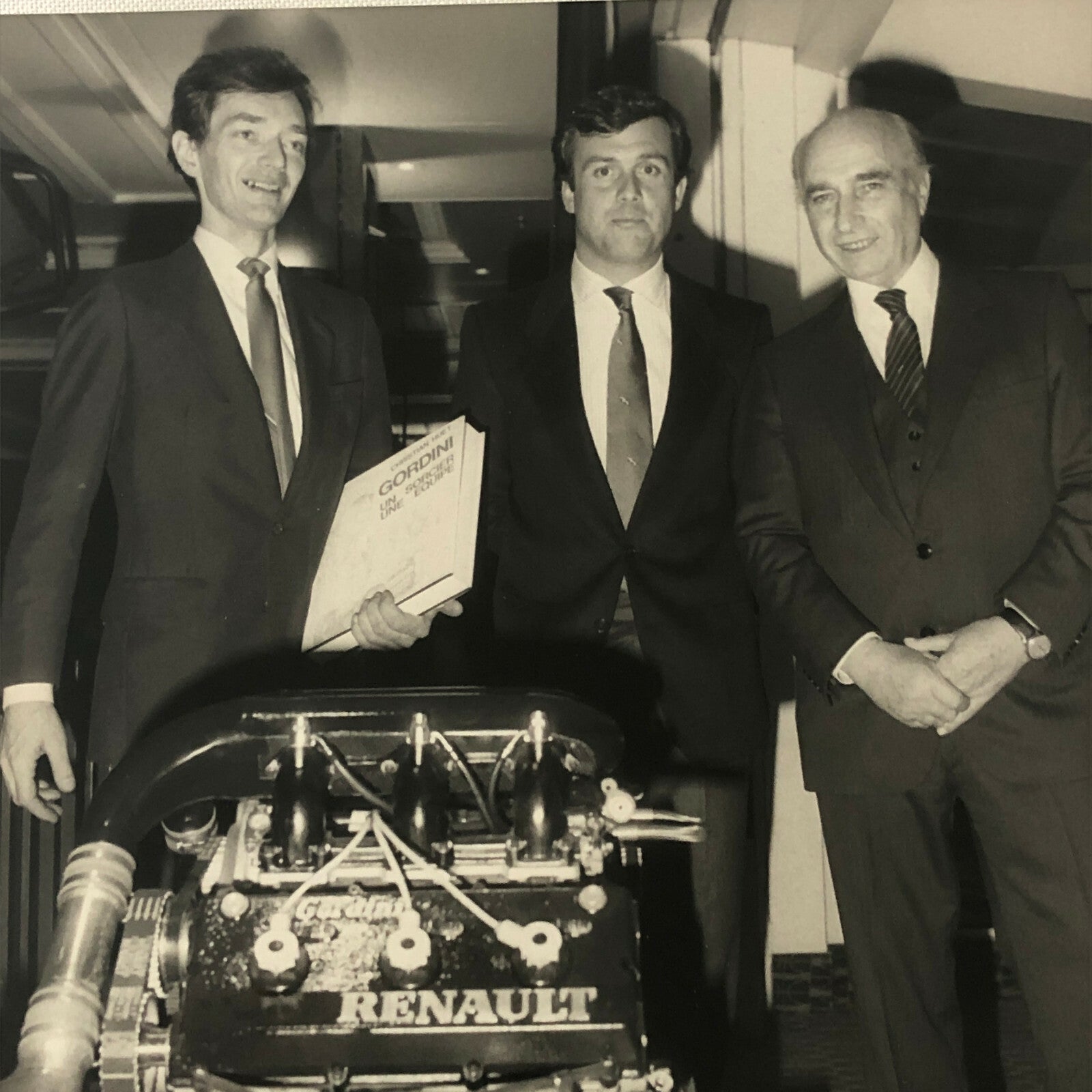 Renault Racing Press Photo Photograph Juan Manuel Fangio Patrick Tambay + 