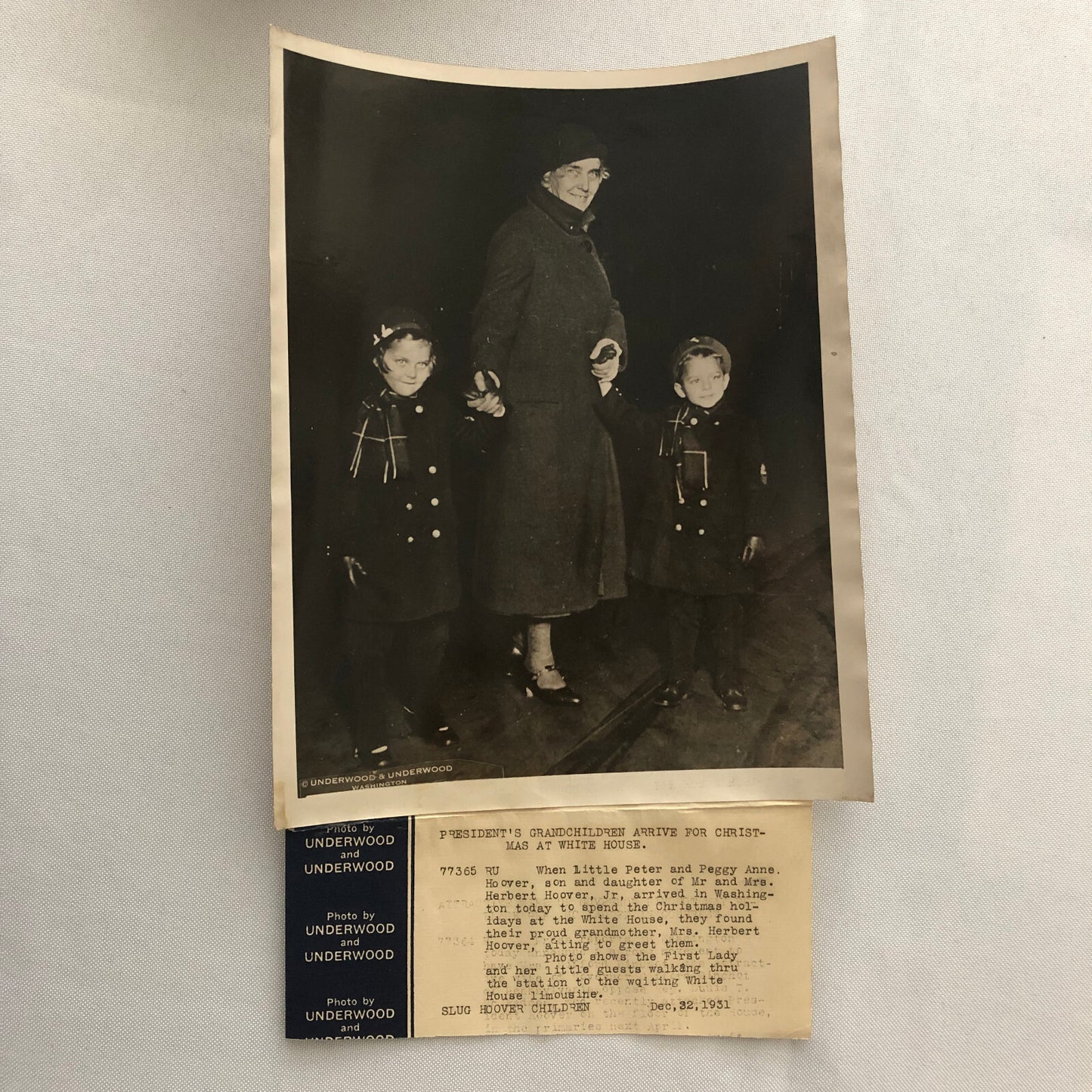 Press Photo Photograph President Herbert Hoover Grand Children Christmas