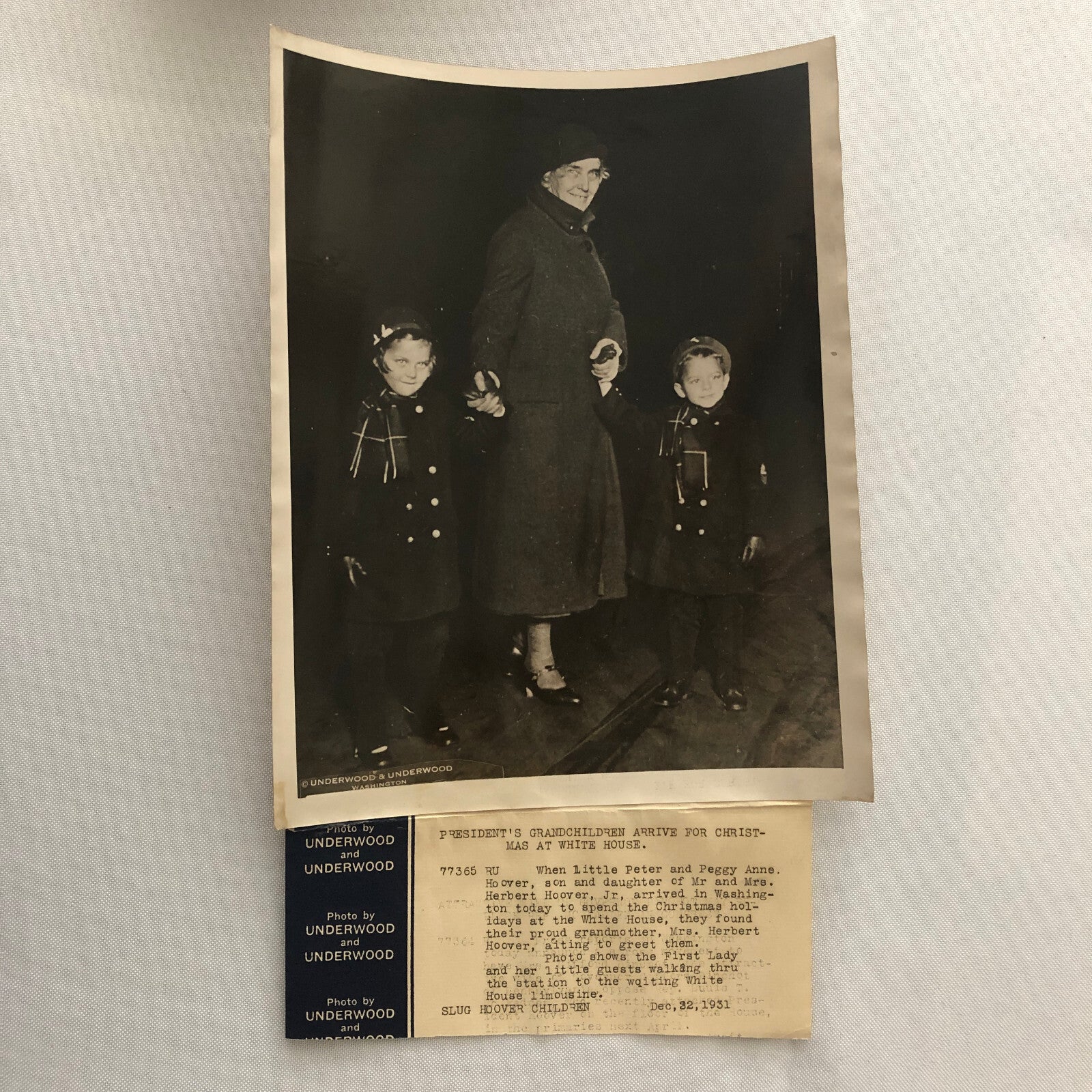 Press Photo Photograph President Herbert Hoover Grand Children Christmas