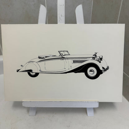 Hispano Suiza Convertible Car Illustration Art Drawing Hand Drawn