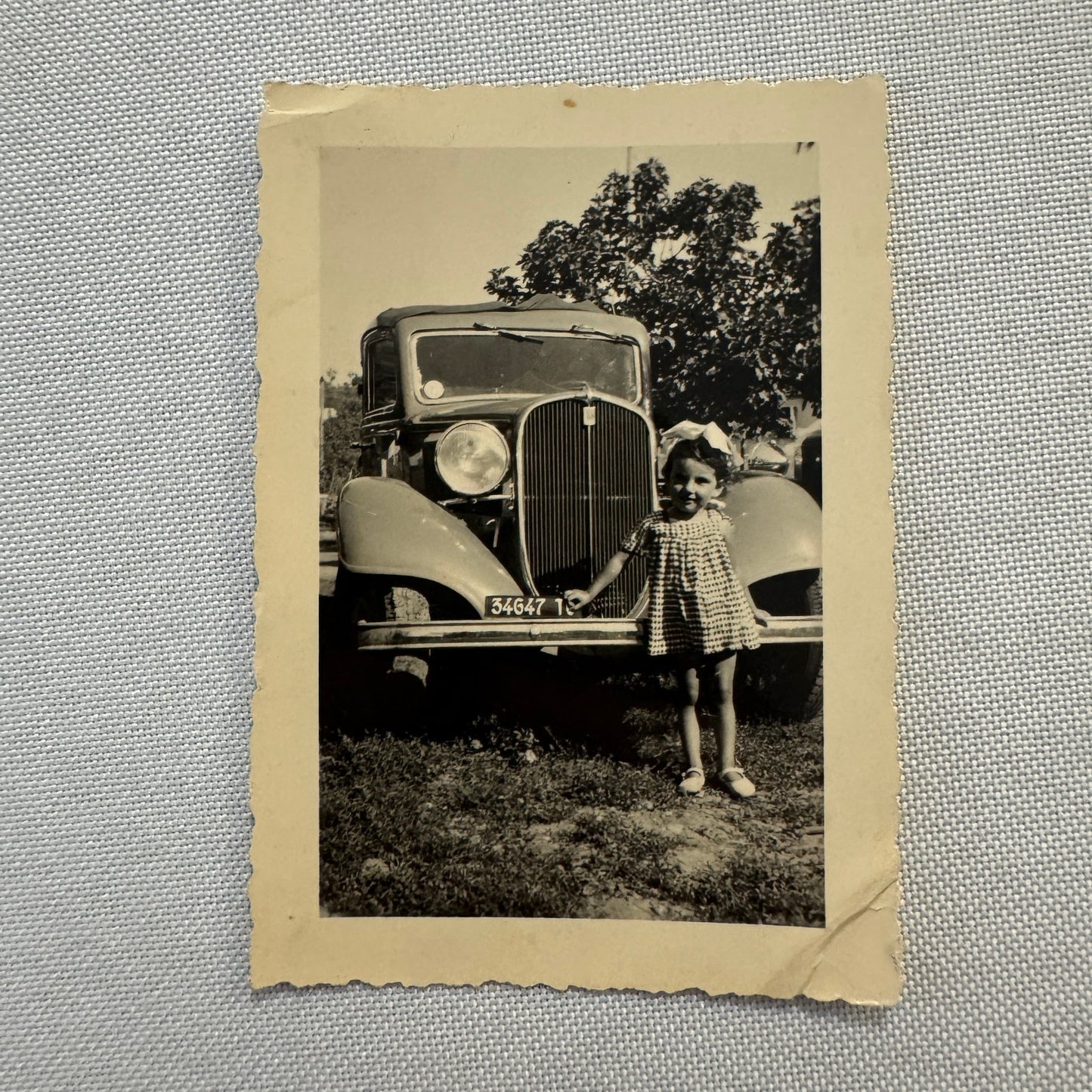 Vintage Photograph Photo Print Child with Car Automobile