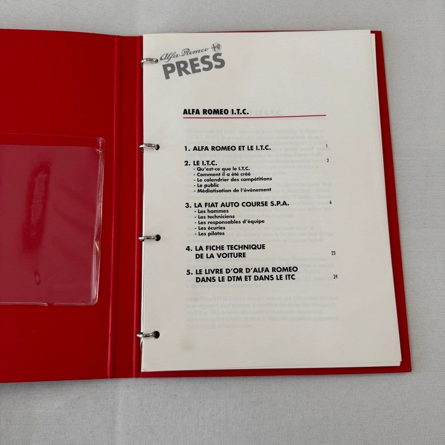 1996 Alfa Romeo 155 V6 ITC Racing Press Kit Brochure Photos Martini FRENCH