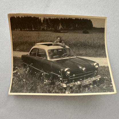 Vintage Photograph Man with Car Automobile Photo Print Unidentified