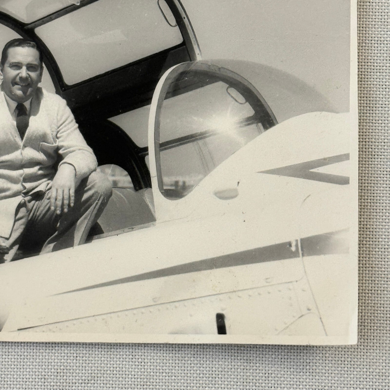 Man with Vintage Airplane Aircraft Plane Photo Photograph