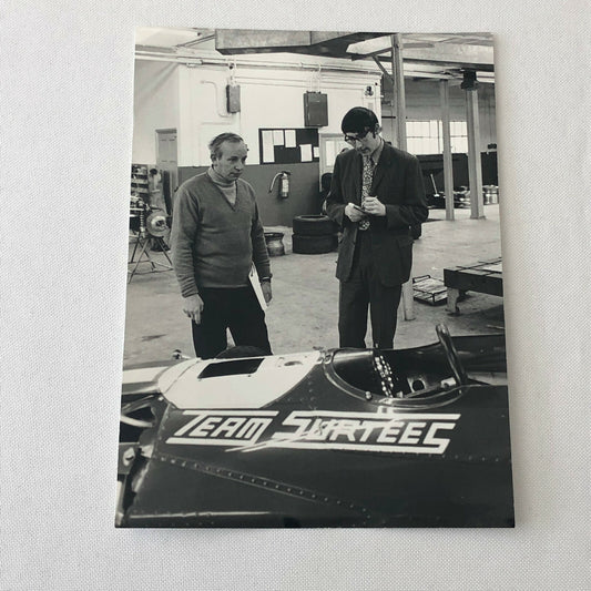 Vintage Racing Photo Photograph John Surtees Being Interviewed Race Car