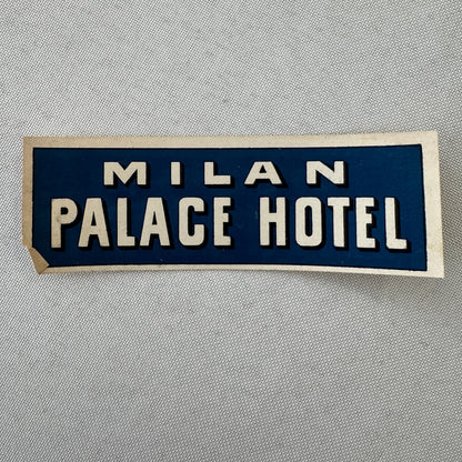 Vintage Hotel Travel Luggage Label Milan Palace Hotel