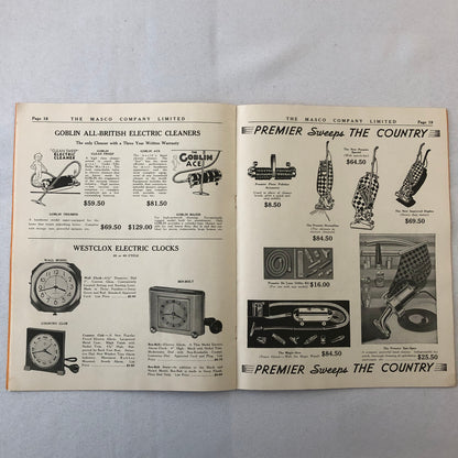 1936 1937 Masco Appliance Catalog Brochure Refrigerator Washing Maching Vacuum +