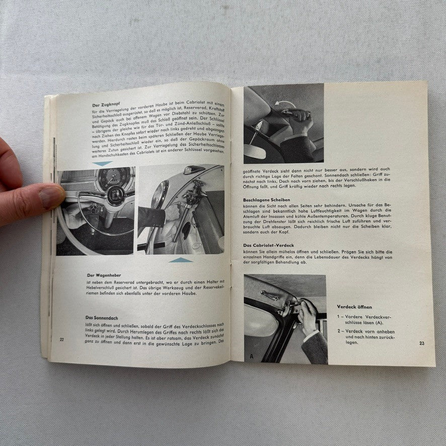 1960 Volkswagen Beetle Owners Manual Instruction Book Convertible Coupe GERMAN