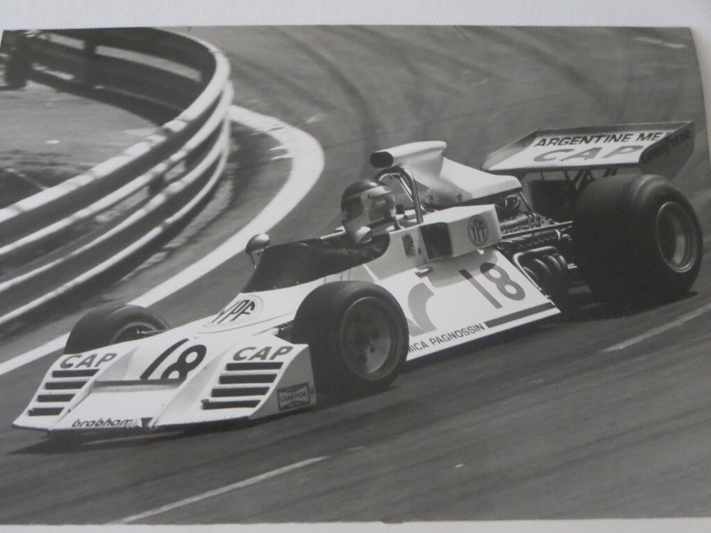 Vintage 1973 Spanish Grand Prix Photograph Photo - Carlos Reutemann Brabham 