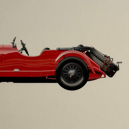 1928 Mercedes Benz SS Sport Versitzer Car Illustration Hand Drawn Art Vintage