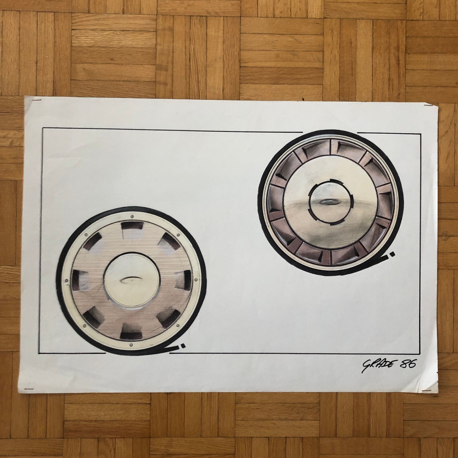 Car Styling Concept Illustration Art Drawing Sketch Vintage Lot 7x Ford Wheels