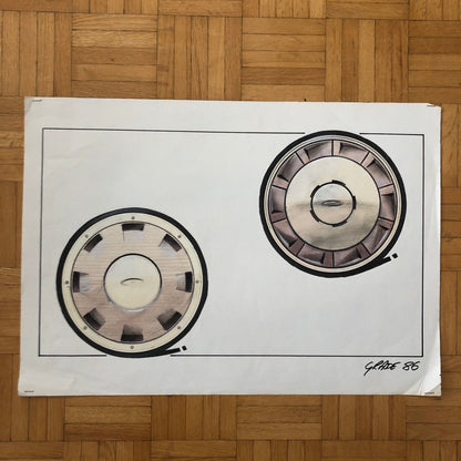Car Styling Concept Illustration Art Drawing Sketch Vintage Lot 7x Ford Wheels