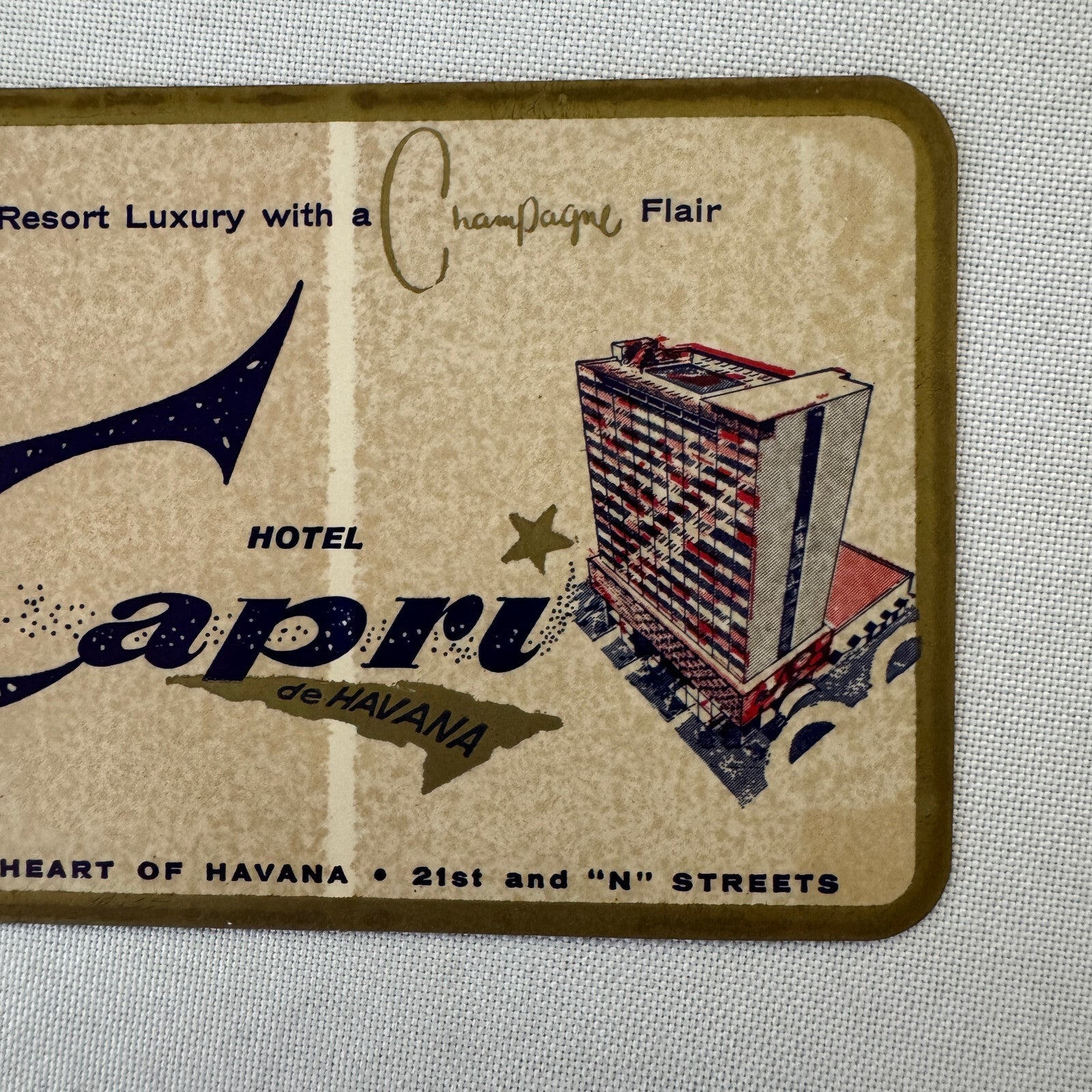 Vintage Hotel Travel Label Havana Cuba Hotel Capri Cuban