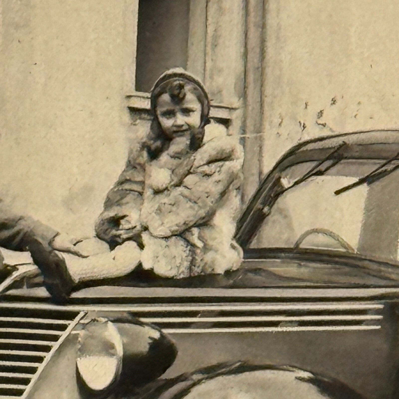 Vintage Photo Photograph Print Women Child with Automobile Car