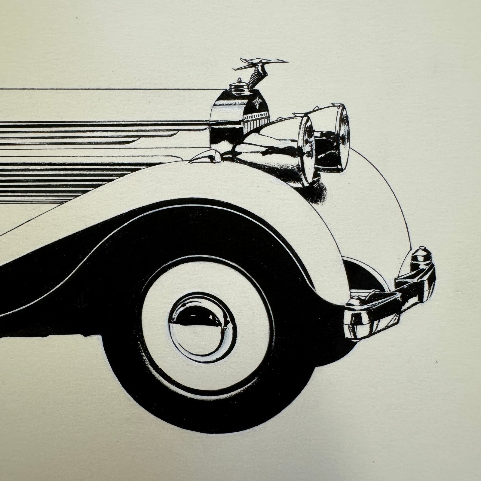 Hispano Suiza Convertible Car Illustration Art Drawing Hand Drawn