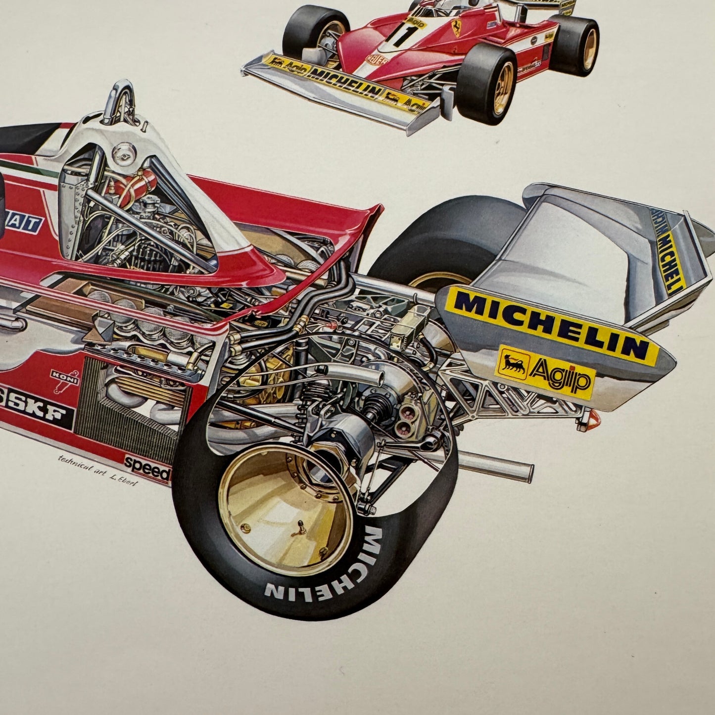 Ferrari 312 T3 Racing Car Cutaway Illustration Mini Poster